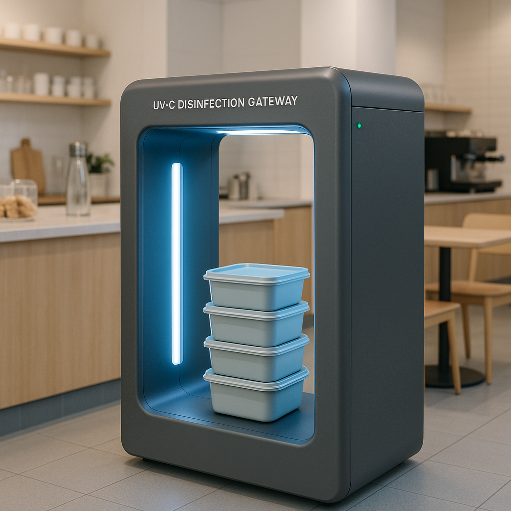Fraunhofer IOSB-AST entwickelt UV-C Desinfektionsschleuse für Mehrwegverpackungen im Handel und Gastronomie